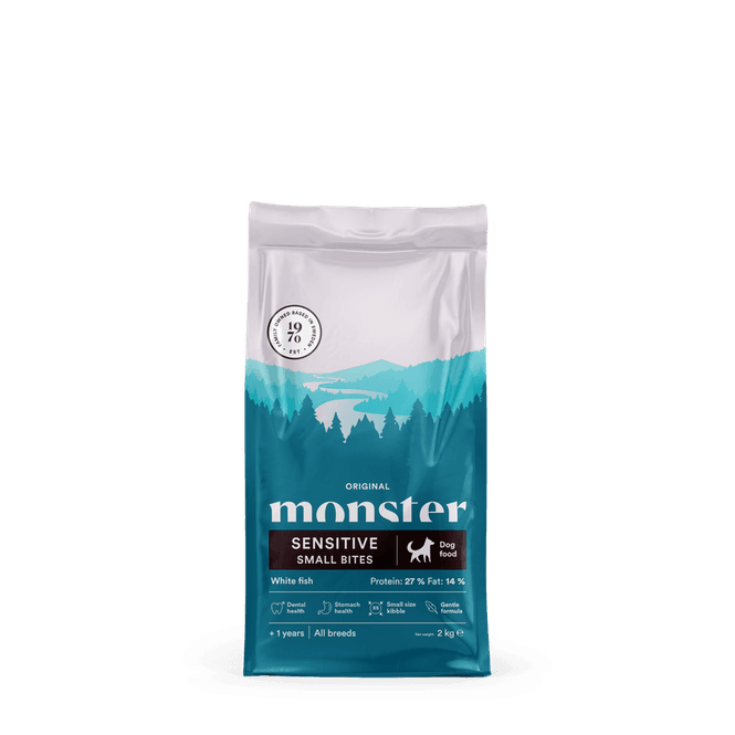 Hovedbilde Monster Dog Sensitive White Fish Small bites 2 kg