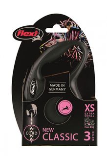 FLEXI CLASSIC COMPACT NEW CORD XS 3M SORT MAX 8KG