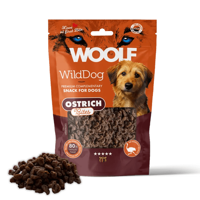 Hovedbilde WOOLF WILDDOG Soft Ostrich Bites 100g 