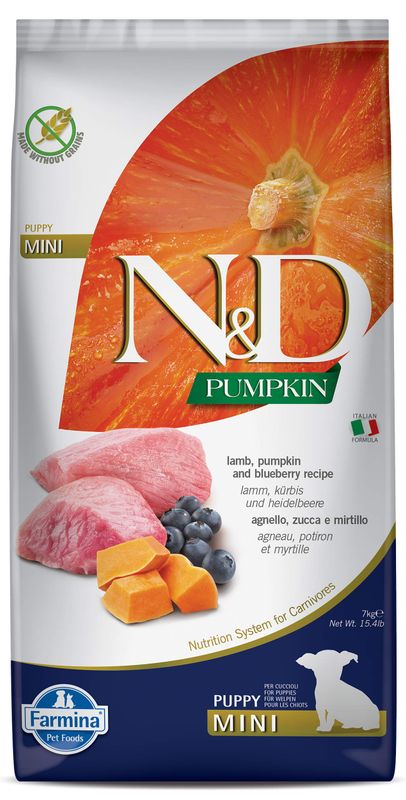 FARMINA N&D PUMPKIN LAMB & BLUEBERRY PUPPY MINI 