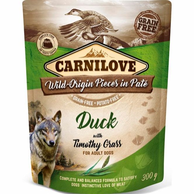 Hovedbilde CARNILOVE DUCK PATE W/TIMOTHY GRASS 300G